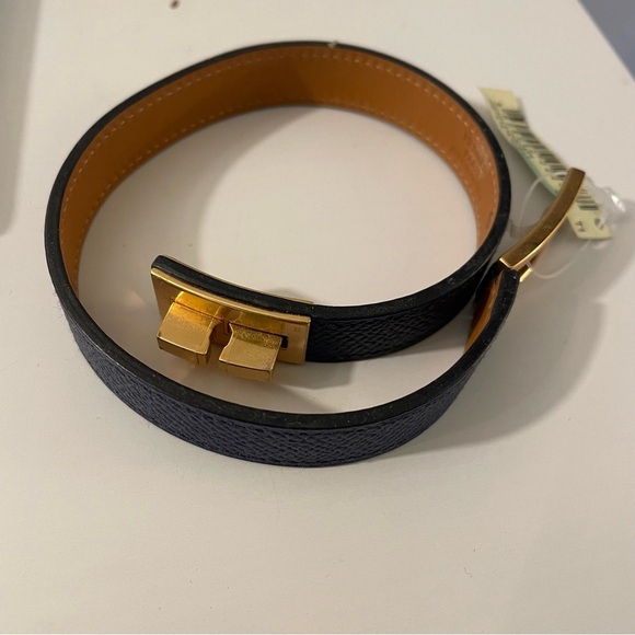 Brand New Hermes Cuir Drag Double Tour Veau Epsom Bleu Saphir Bracelet Size T1 - Picture 5 of 7